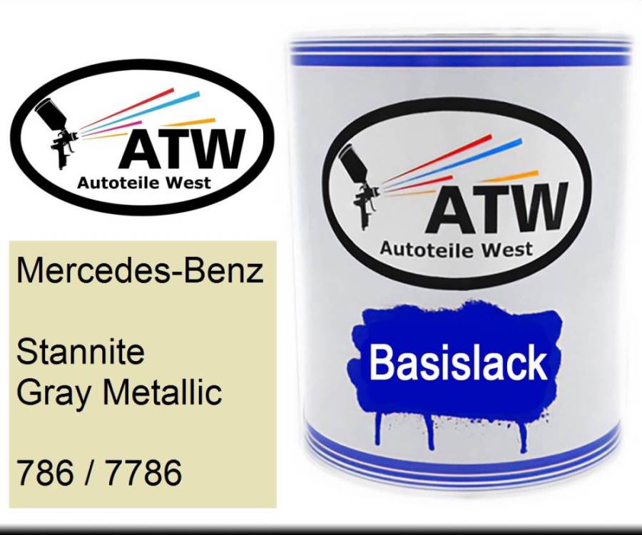 Mercedes-Benz, Stannite Gray Metallic, 786 / 7786: 1L Lackdose, von ATW Autoteile West.